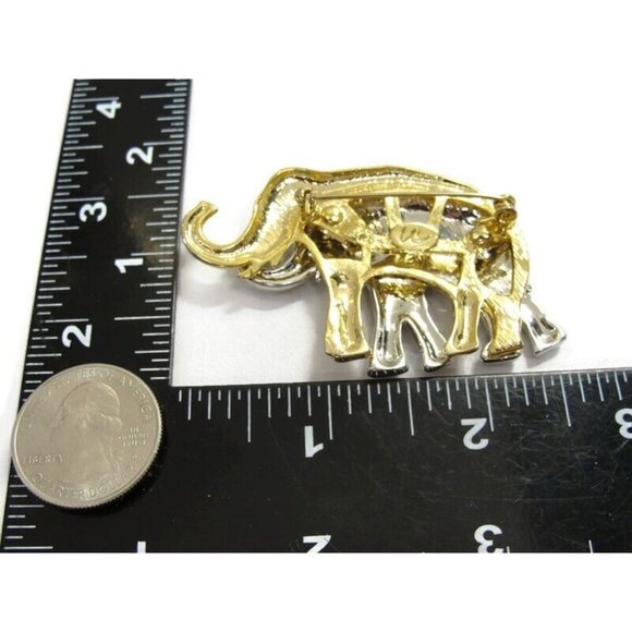 Lauren Conrad Silver And Gold Elephants Brooch Pin Marked LC - Picture 6 of 10